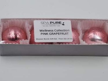 Spa Pure Wellness Collection Pink Grapefruit - (4-Pack) Aromatherapy Fizzing Shower Bombs, Bath Melts