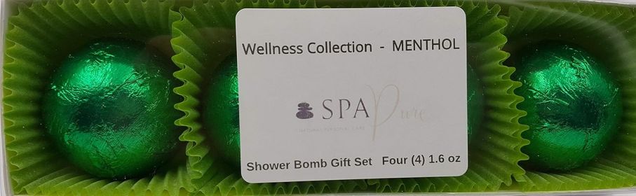 Spa Pure Wellness Collection Citrus Mint - (4-Pack) Aromatherapy Fizzing Shower Bombs by Spa Pure