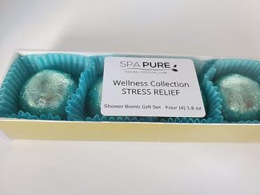 SPA PURE Wellness Collection Stress Relief: Rejuvenating Steamers (4-Pack) Aromatherapy, All Natural Organic Large Cosmetic Fizzies