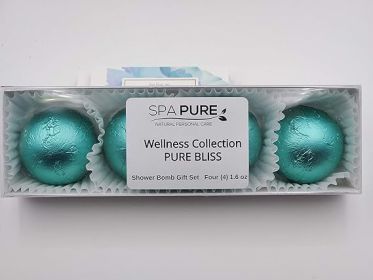 Spa Pure Wellness Collection Pure Bliss - (4-Pack) Aromatherapy Fizzing Shower Bombs, Shower Steamers, Bath Melts